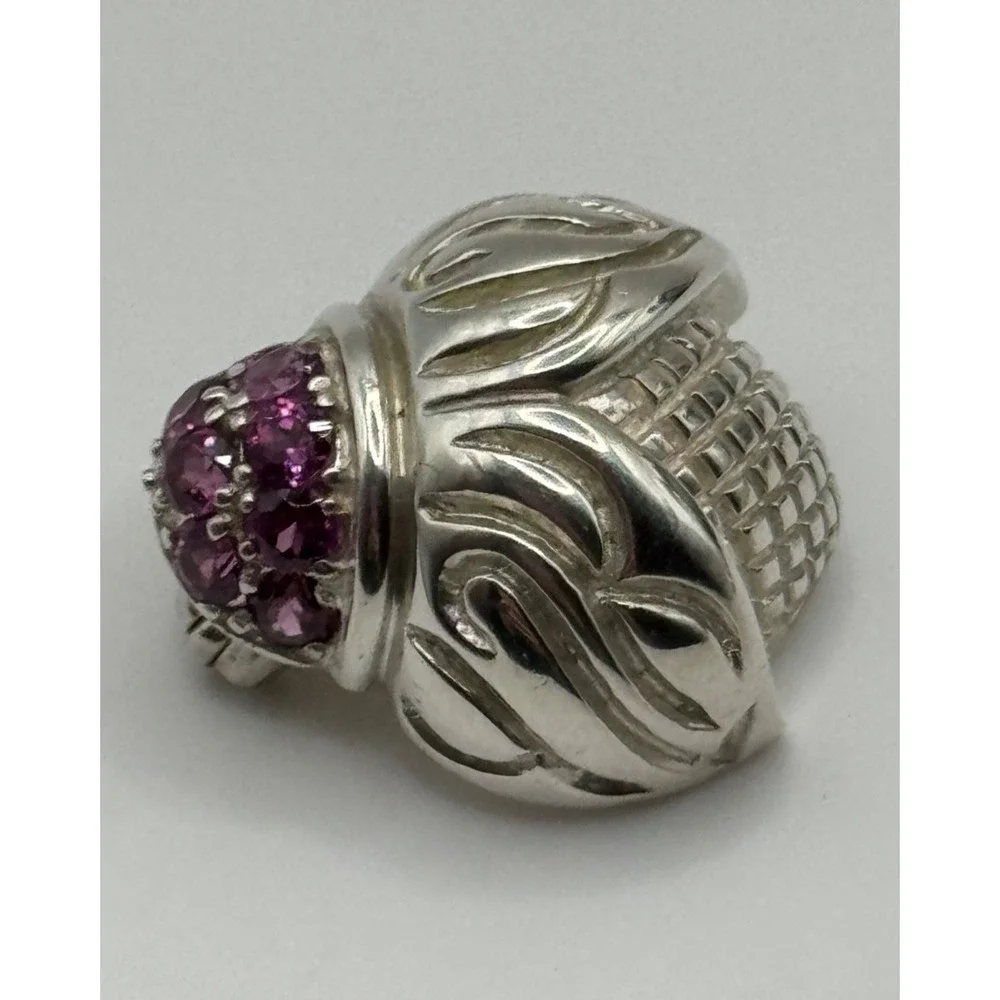 Judith Ripka Sterling Silver Pink Stone Ladybug Acorn‎ Brooch Pin